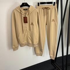 新款运动套装胸前logo刺绣长袖连帽拉链外套+松紧腰休闲束脚长裤