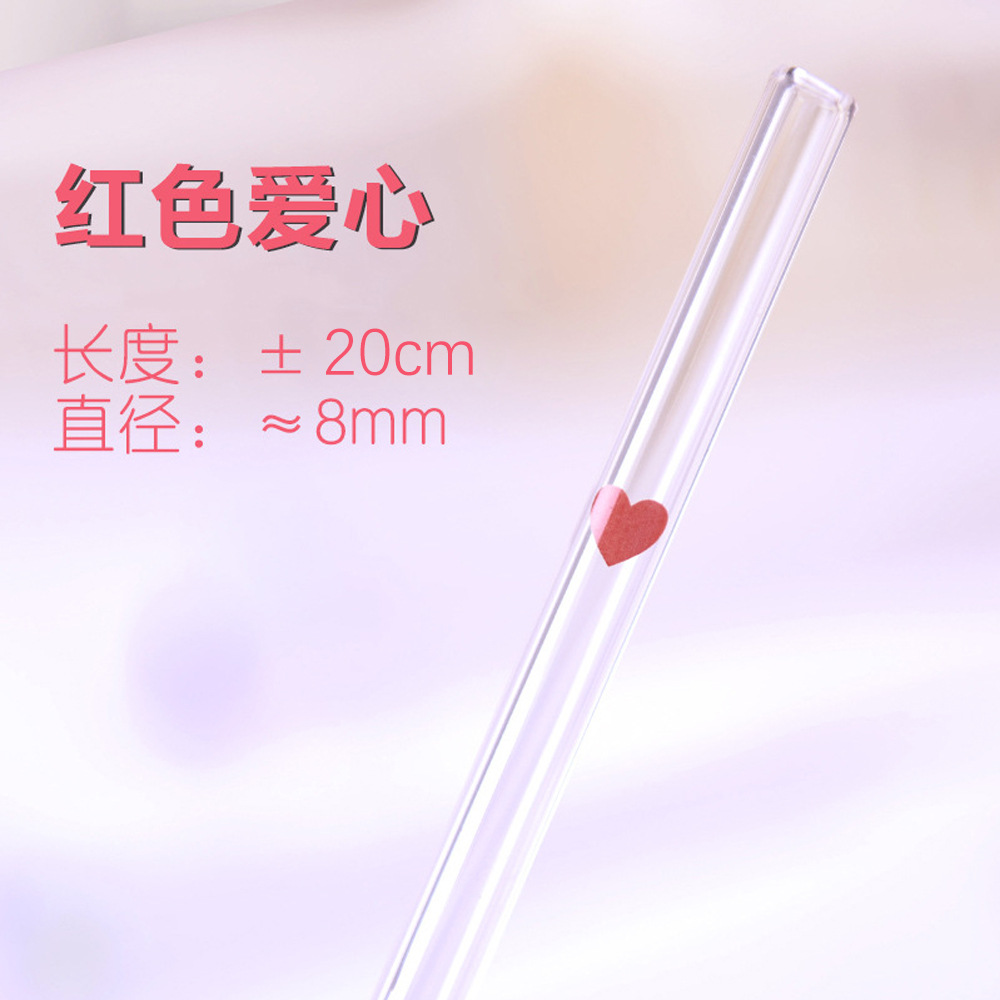 Fábrica directa resistente al calor de vidrio transparente al horno flor coloreada cuidado de los labios beber paja de vidrio para mujeres embarazadas y niños
