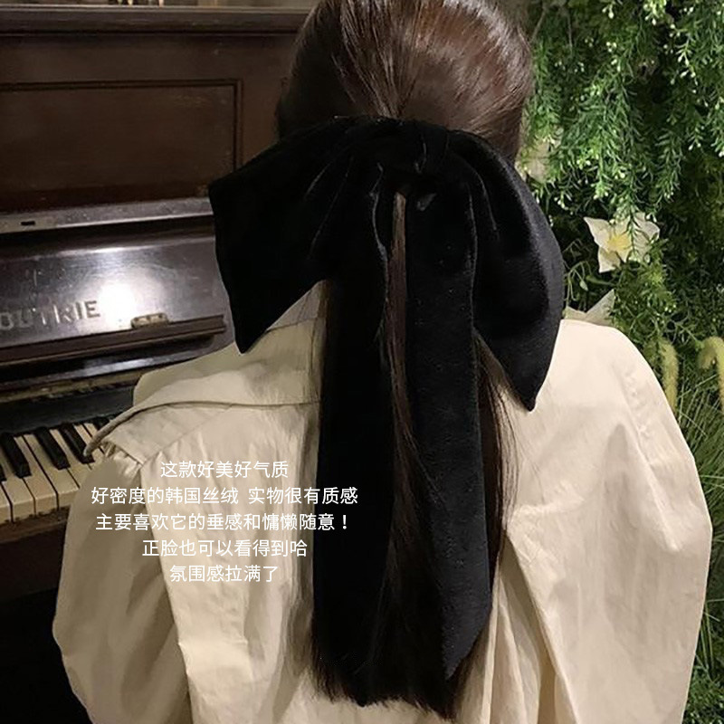 超大垂感蝴蝶结韩国丝绒发夹女刘海夹头饰发饰少女边夹顶夹简约|undefined