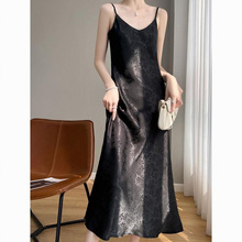 真丝桑蚕丝吊带连衣裙女夏季新款a字裙宽松大码长款内搭长裙直销