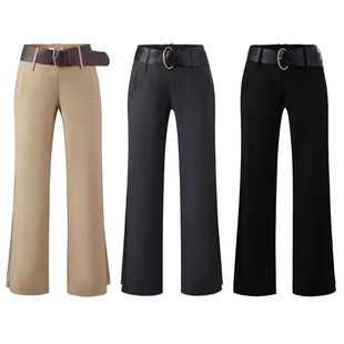 American Spice Girls Micro-Lara Pants for Women (with Belt) High Waist Slim Slim Slim-Fit Dagging Casual Straight Pants