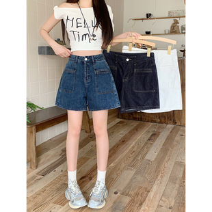 2025 New Summer Clothes for Fat Girls Korean Fashion High-Waist Slim Retro Denim Shorts