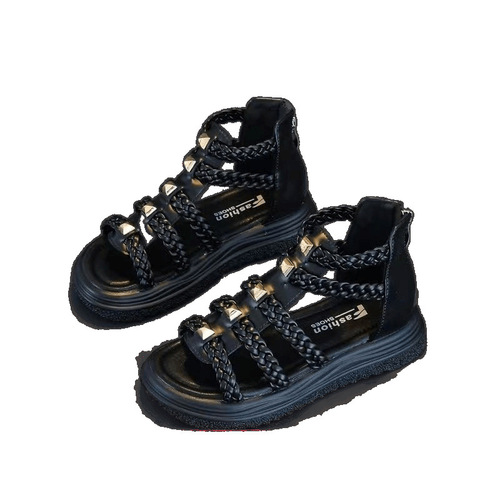 Baby girl summer new fashion Korean style open-toe soft sole princess primary school student girl Roman shoes