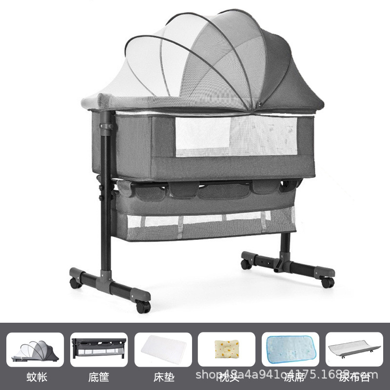 Cama multifuncional para recién nacidos, cama grande, cama para bebés, cuna plegable, elevación móvil y portátil image 36