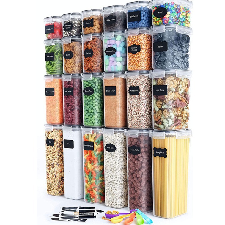 24-Piece Premium Stackable Food Storage Containers Set – BPA-Free PP Plastic Airtight Canisters With Locking Lids (Clear Modern Kitchen Organizers)_voghion.com