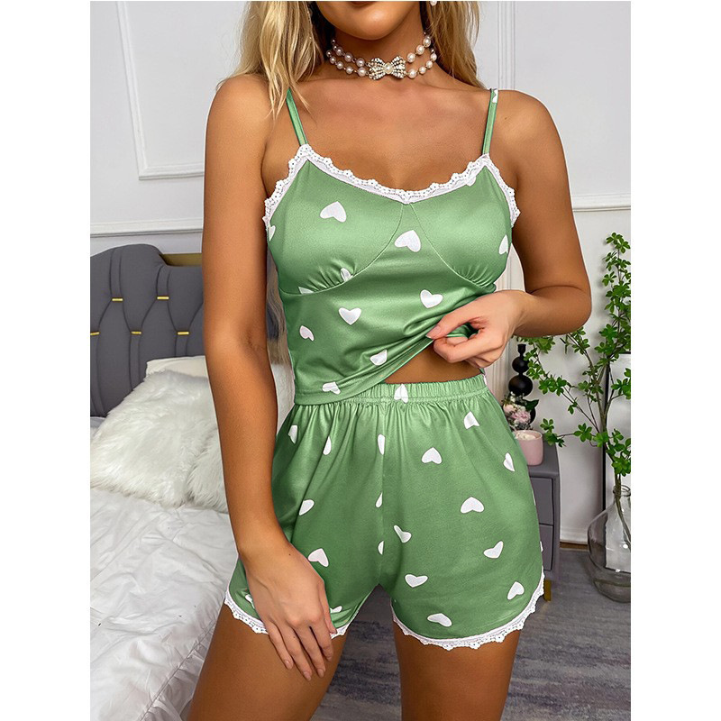 Home Women's Lady Modern Style Heart Shape Polyester Milk Fiber Shorts Sets Pajama Sets display picture 11