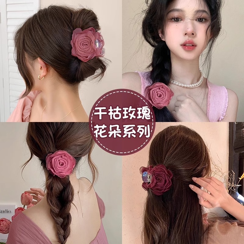 Nuevo estilo de cabello de alto valor de cara rosa anillo de cabello correa de correa de cabello de cola de caballo elástica de cabello de alta altura trenzada trenzada adornamiento para el cabello
