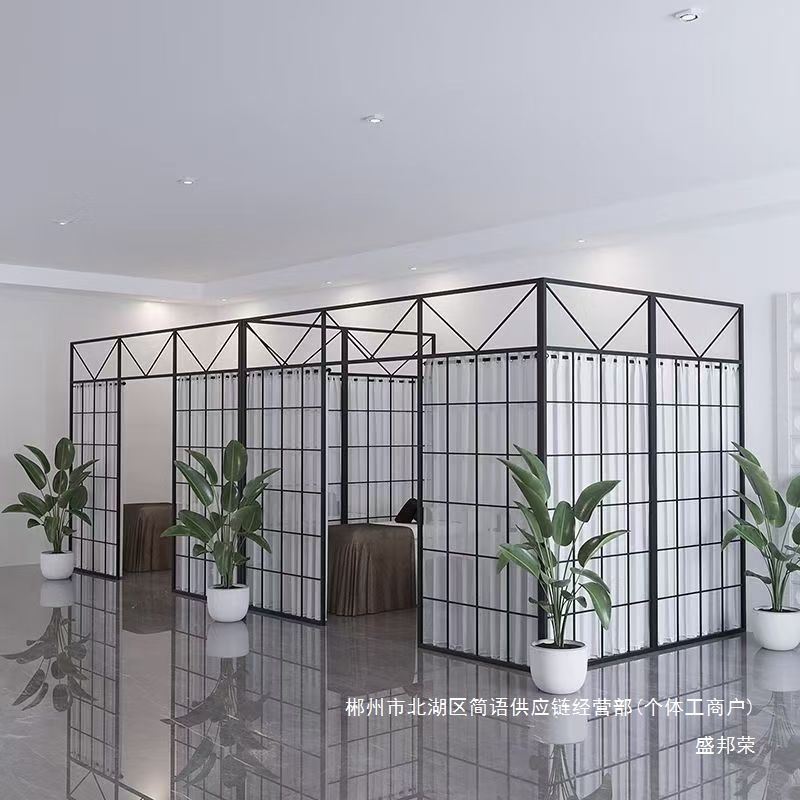 Fábrica directa de pantalla de hierro forjado decoración de partición de cortina de dormitorio sin perforación de pared divisoria de oficina hueca profunda