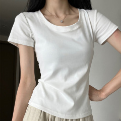 肩のtシャツの半袖のベストの女性の中で底のu襟のガーターを掛けて身を修める上着の汗のシャツを掛けて腰を下げます。