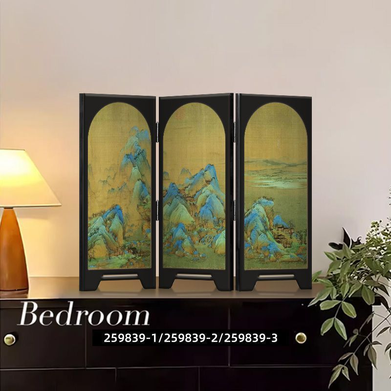 新中式桌面屏风摆台画装饰画中古风装饰品摆画创意小众可折叠木制|undefined