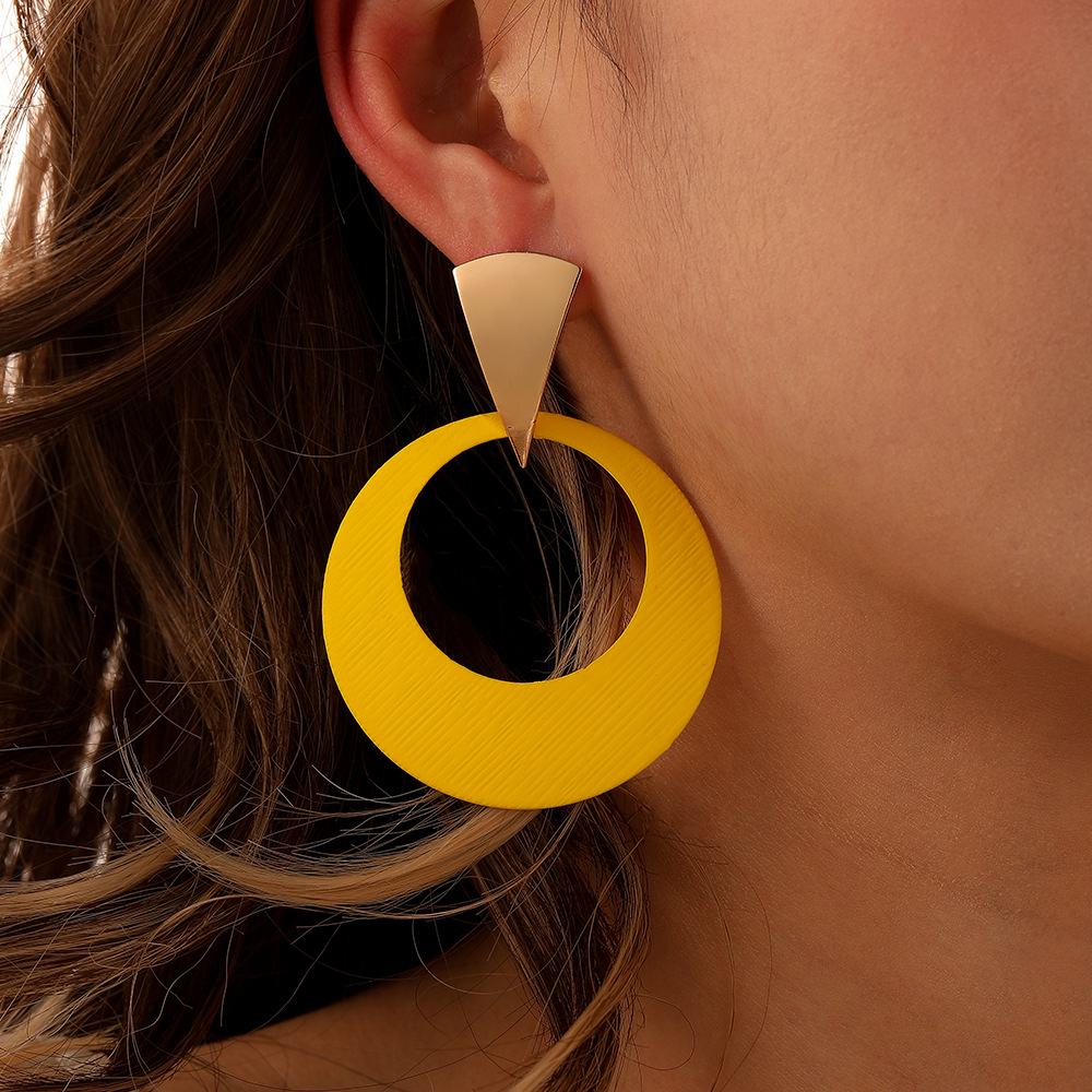 Retro Simple Style Circle Metal Spray Paint Plating Women's Drop Earrings display picture 2