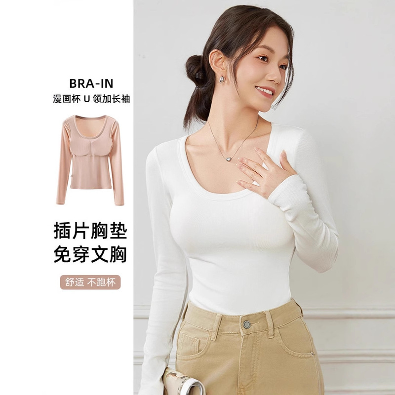 1504 Thermal Intimates with Breast Pads for Women, Autumn and Winter Inner Layering Shirts, Tops, Expanded Comic Breasts, Autumn Clothes That Can Be Worn Outside 1504 Thermal Intimates with Breast Pads for Women, Autumn and Winter Inner Layering Shirts, Tops, Expanded Comic Breasts, Autumn Clothes That Can Be Worn Outside