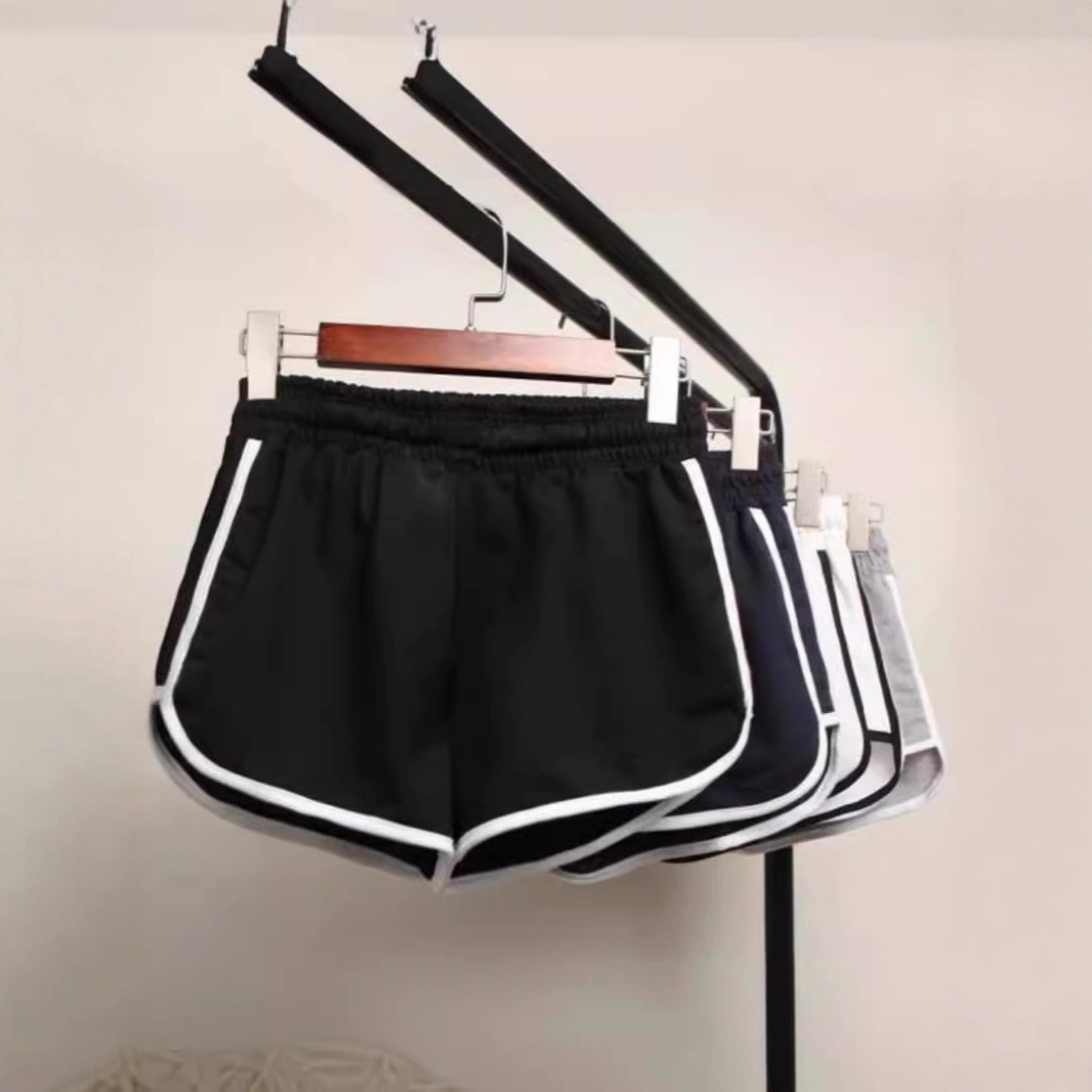 透气运动短裤女夏家居休闲短裤纯色时尚瑜伽沙滩裤糖果色热裤短裤