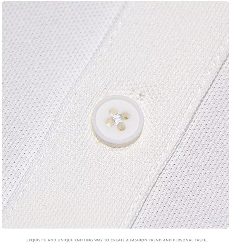 Sommerliches, dünnes, perlmuttfarbenes, gestreiftes Poloshirt für Herren mit kurzen Ärmeln, Marke, lockere und trendige Herren-Sommerstickerei_voghion.com