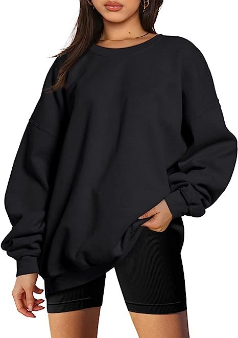 217g Weight Long Sleeve Sleeve Length Pullovers Placket Type Polyester Fabric Type Long Top Length Hoodie Tops Type Daily Occasion Round Neck Neckline Loose Fit Type Solid Color Pattern Winter, Spring, Autumn Season Women's Gender Streetwear Style Hoodies & Sweatshirts Long Sleeve Streetwear Solid Color 无