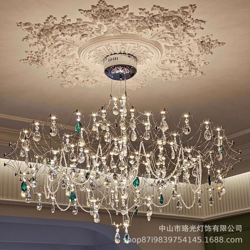 Luxurious and Elegant Crystal Chandelier for Villa Living Room, Designer Ambiance Firefly Room Light, Dining Room Light