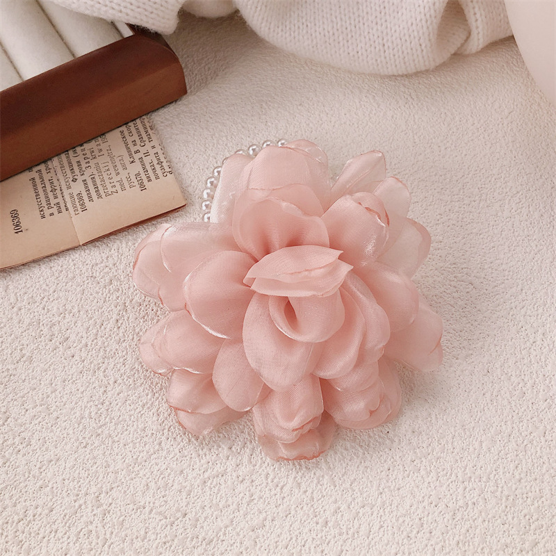 Hijo de malla forest temperamento hermosa flor anillo de cabello femenino temperamento simple cuerdas de cabello cinta de goma alta cola de caballo