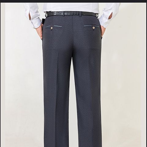 Middle-Aged and Elderly Men's Thick Autumn and Winter Trousers, Dad's Pants, Straight-Leg, High-Waisted, Deep-Crotch, Popular Style, Wide-Leg Work Pants