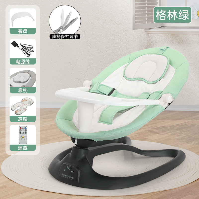 평평하게 누워 있는 녹색 디너 접시는 터치 스크린 블루투스를 갖춘 작은 침대로 사용할 수 있습니다.