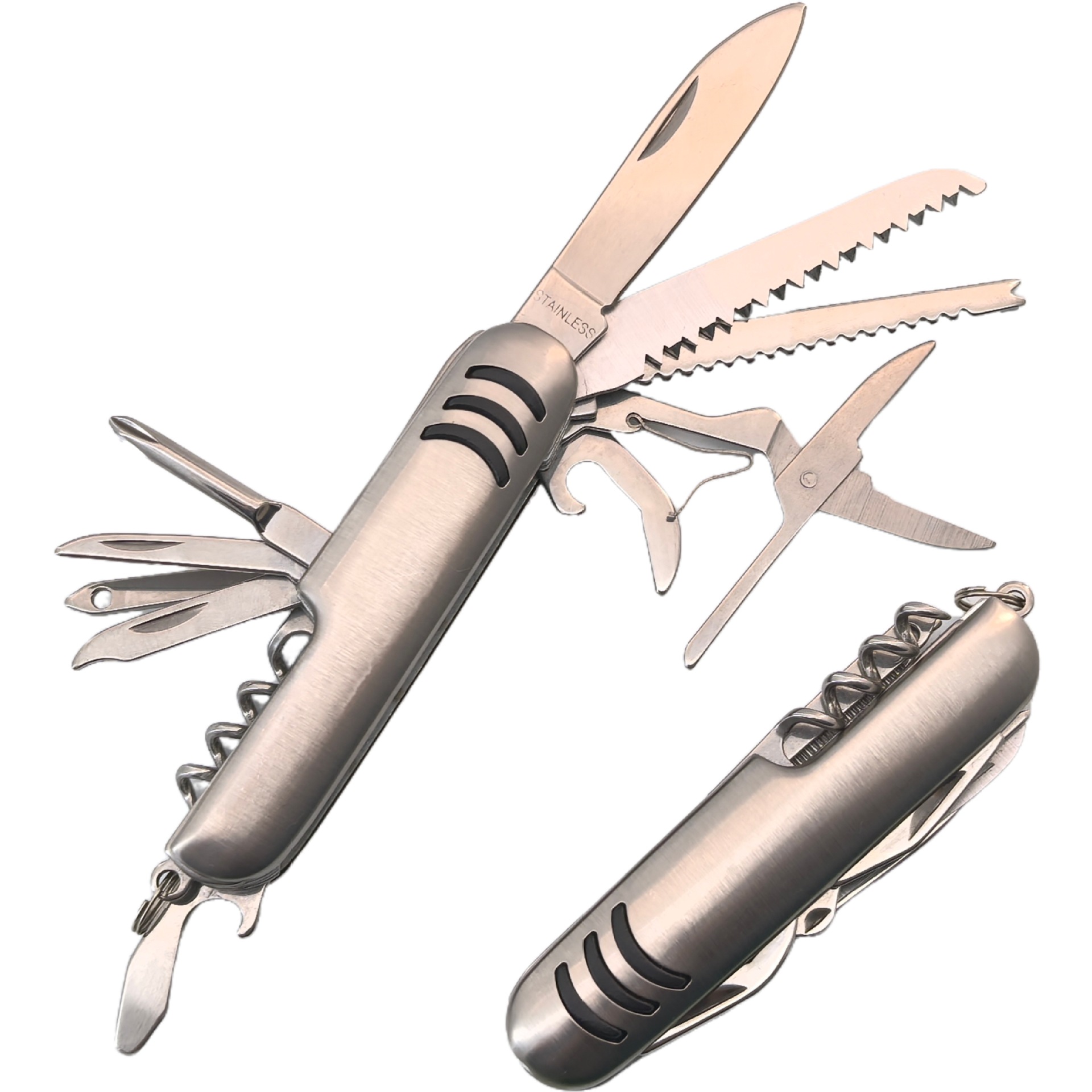 11开多功能不锈钢组合折叠小刀瑞士军刀户外露营必备随身便携工具