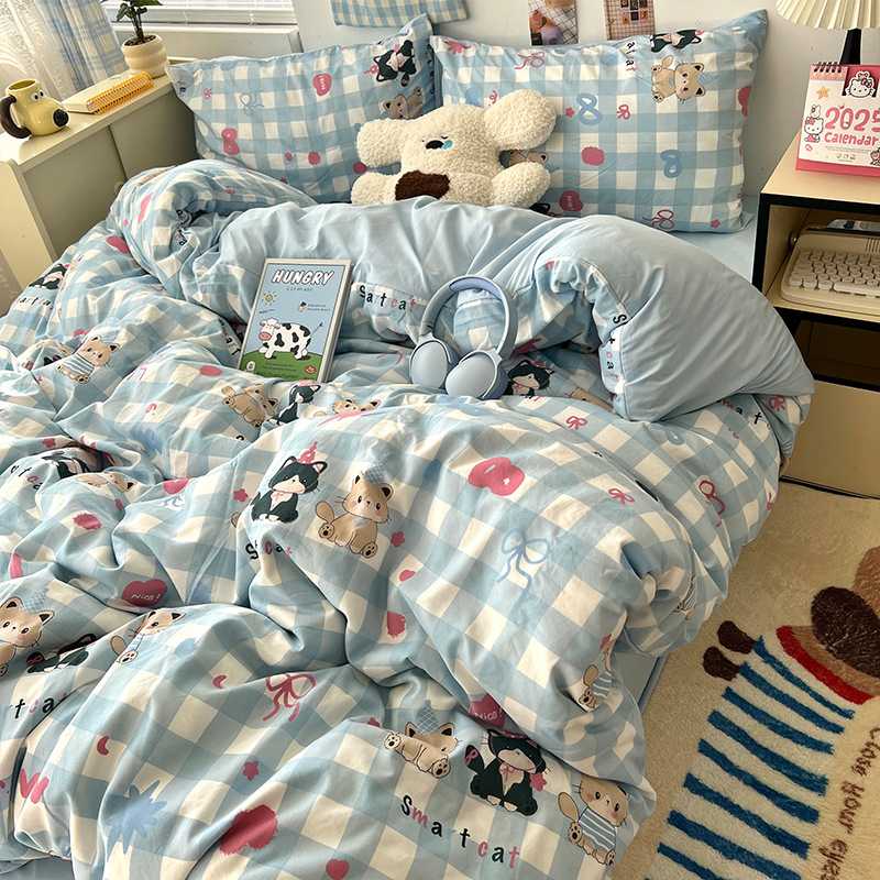 Cama de cuatro piezas de madres y bebés de clase A sábanas de algodón cubierta cama de dormitorio de estudiantes de tres piezas de cama