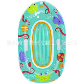 加厚PVC冲锋舟充气船皮筏艇卡通图案儿童水上筏舟泳池游玩船把手