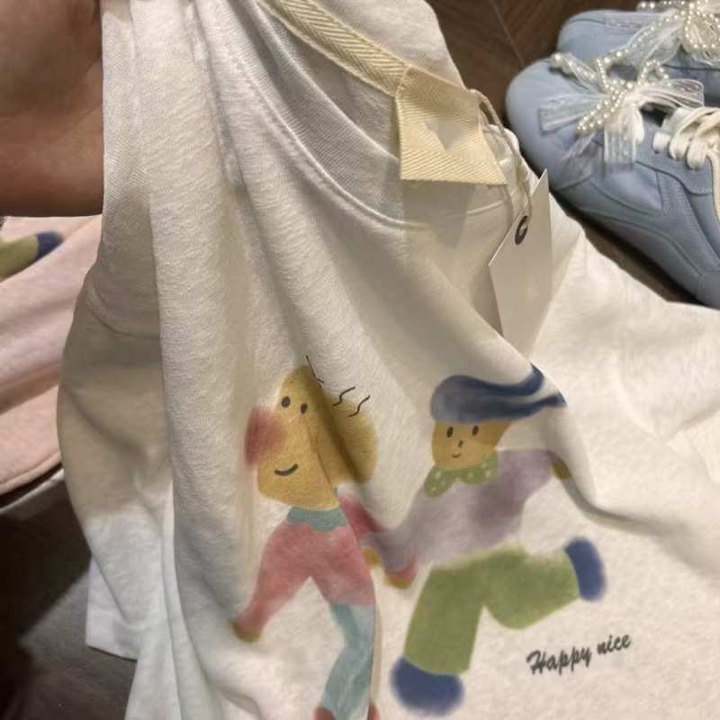 チャオ気持ちいい ~ 涼しい通気かわいい趣味落書き小人プリント半袖tシャツ女性夏ゆるいカジュアル|undefined