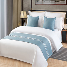 7L8K五星级酒店床上用品宾馆布草全套床品床尾巾棉麻床旗尾垫床罩