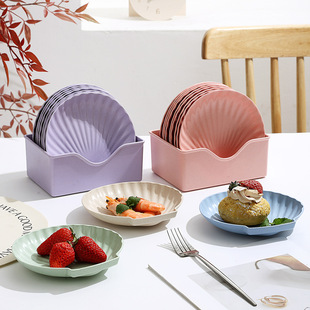 Cute Cartoon Bone-spitting Dish Household suit Dining Table Bone Dish Meal Residue Dish with Base Snack Fruit Dish
