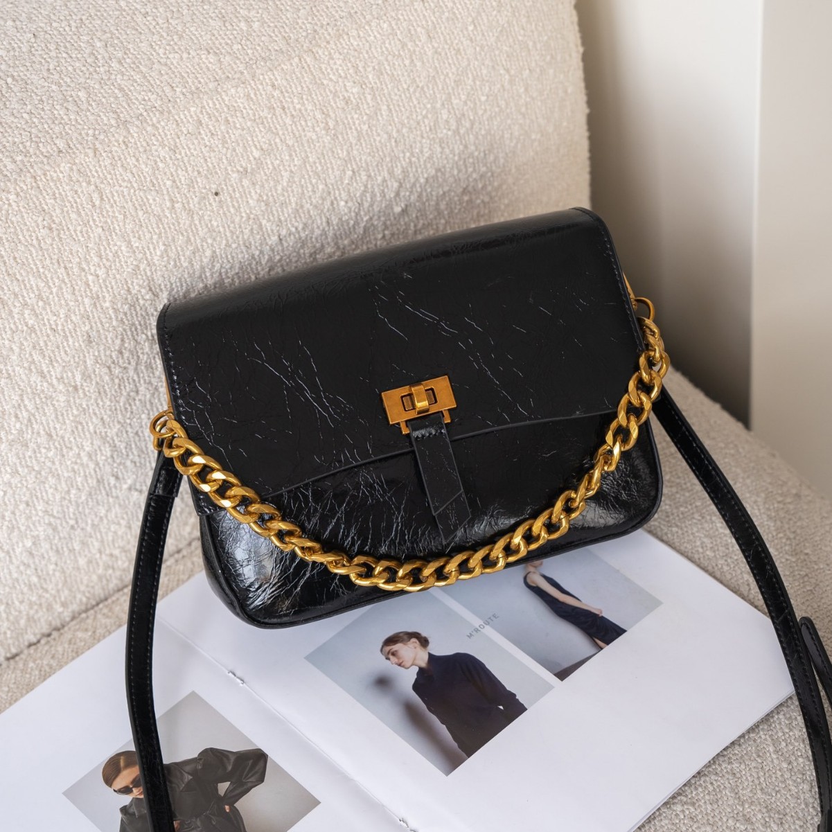 2025新款森萌潮流包包女年时尚潮流斜挎包ins女士链条单肩小方包