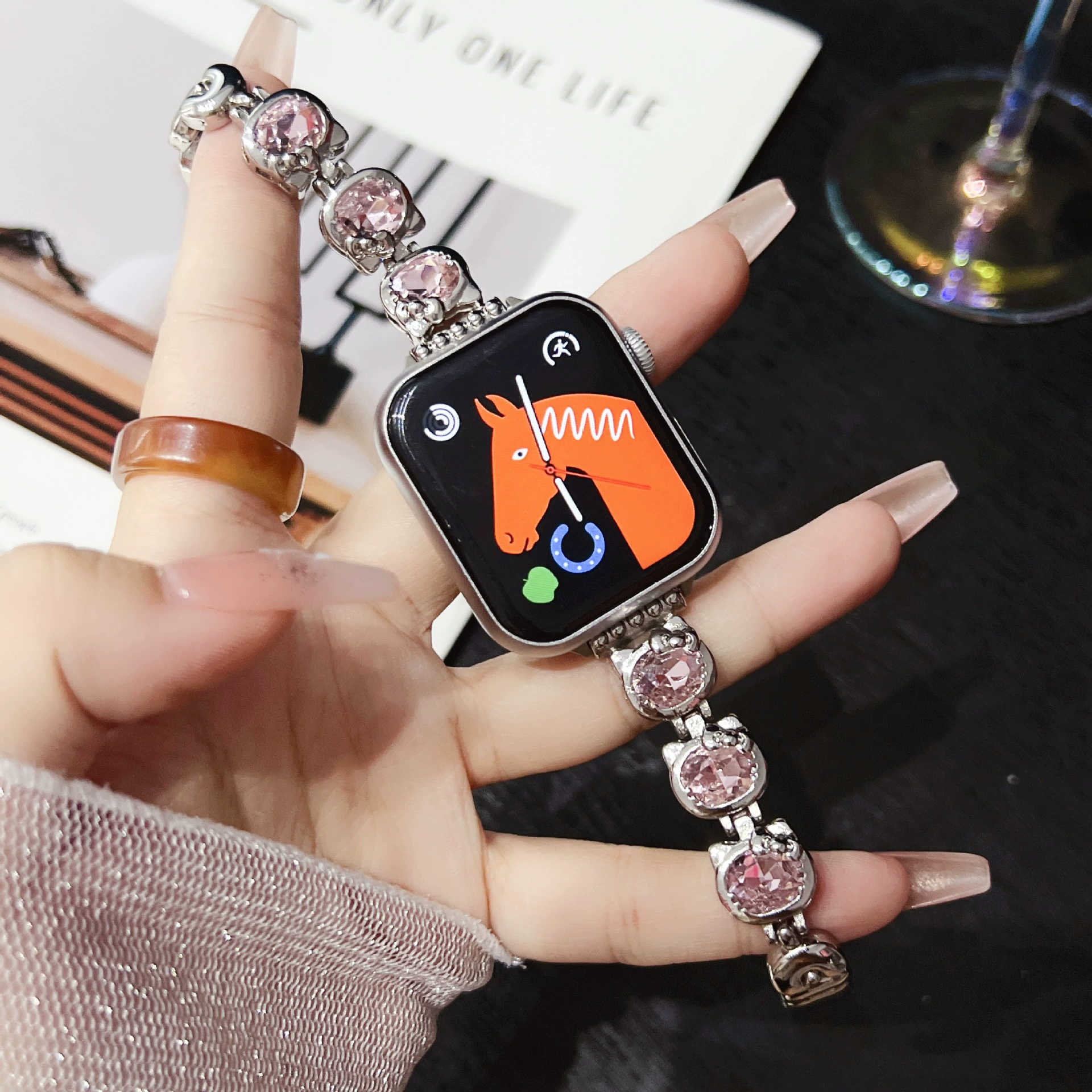 Ремешок Katie Kitten с инкрустацией бриллиантами, подходит для Apple iWatch 2/3/4/5/6/7/8/9/S/10, браслет для запястья