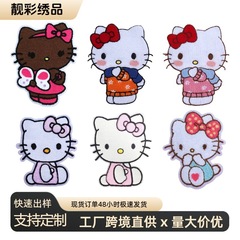 ファッション刺繍布ステッカー、衣料品アクセサリー、スウェットシャツの穴補修装飾パッチ、刺繍KT猫のクロスボーダー専用供給