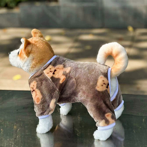 Cute Bear Print Pet Clothes Autumn/Winter Style Four-Legged Clothes Dog Clothing Cat Clothes Flannel Puppy Outfits