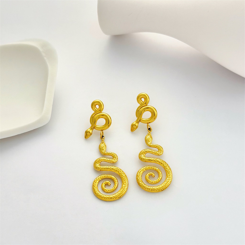 1 Pair Snake Classic Style 304 Stainless Steel Drop Earrings display picture 6