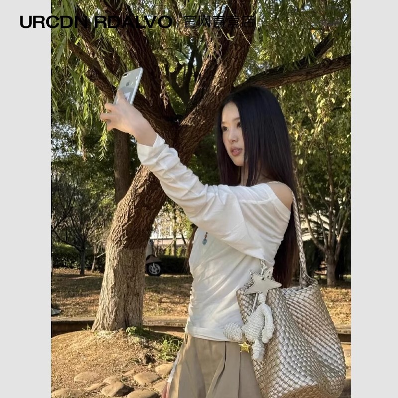 枪枪同款中号香槟色手工编织托特包大容量女通勤腋下包手提单肩包|undefined