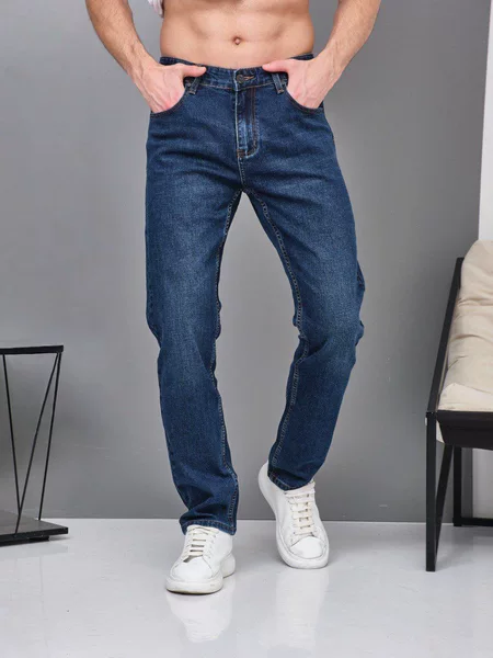 Jeans Cross-Border Jeans Men's Stretch Summer Thin Slim Straight Casual Long Pants Джинсы