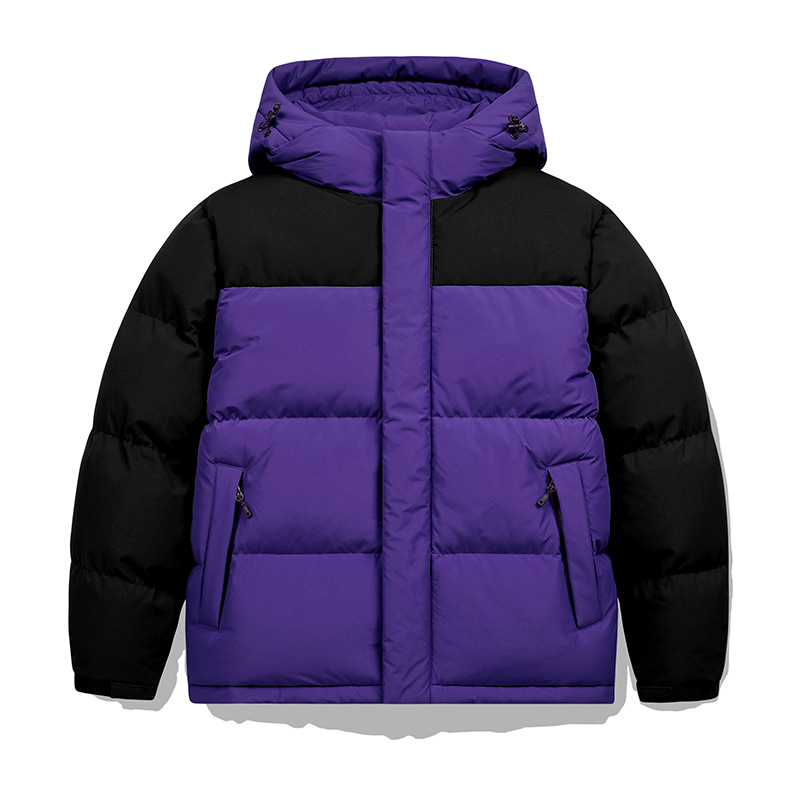 Cross-border engrosado empalmado chaqueta de algodón casual para hombres y mujeres chaqueta con capuzas pareja pan de algodón