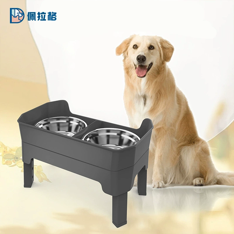 Двухслойная подъемная миска для домашних животных с высокими бортами, защищенная от брызг, миска для еды из нержавеющей стали, миска для кормления большой емкости, подъемная складная миска для лизания