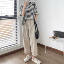 梨形身材裤子女胖妹妹夏季显瘦阔腿工装裤大码宽松萝卜裤老爹裤潮