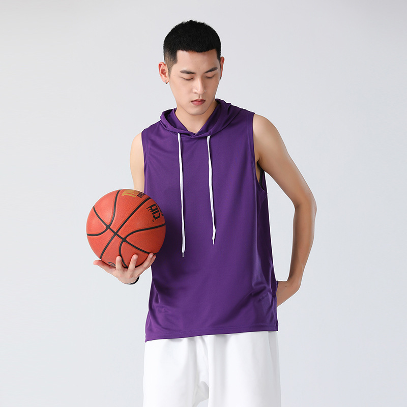 Verano con capucha Chaleco de los hombres al aire libre baloncesto deportes camiseta sin mangas ropa de fitness chaleco suelto camiseta sin mangas de los hombres
