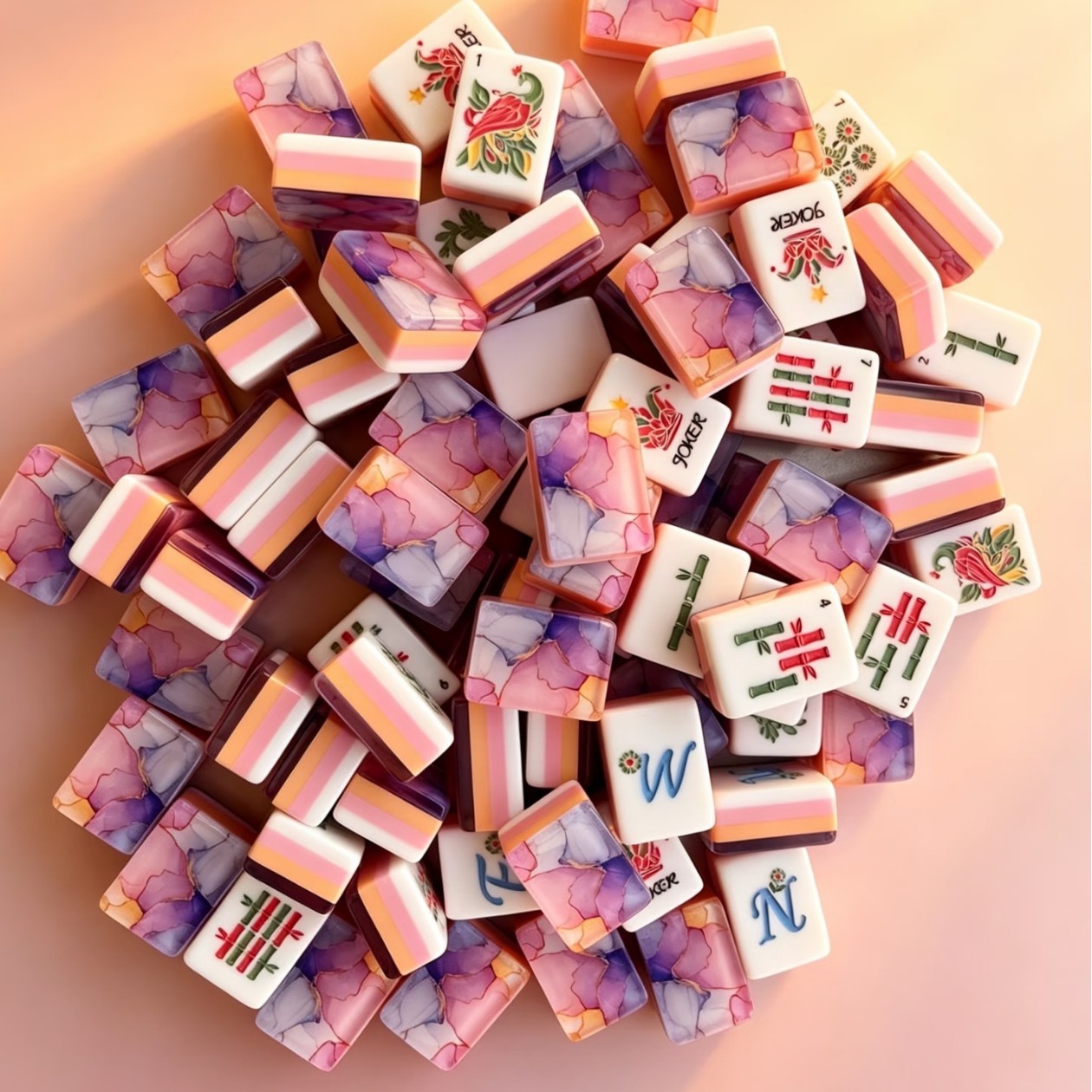 Acrylic American Mahjong Custom Purple Shell Pattern AMERICAN Mahjong Tiles Mahjong Blanks