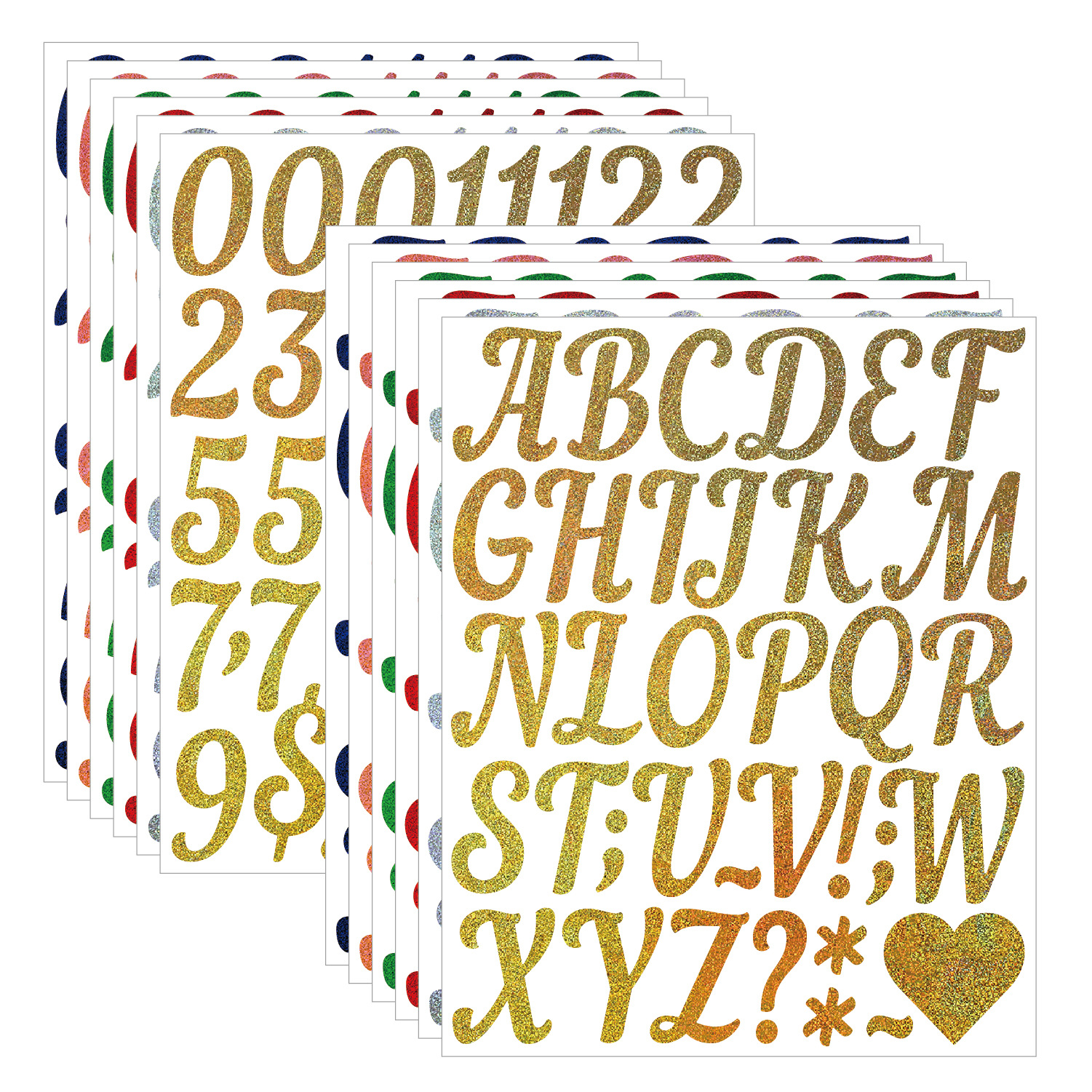 2inch Gold Sand Letter Stickers Shiny Multi-Color Holiday Graduation Party Gifts DIY Wedding Arrangement Letter Stickers
