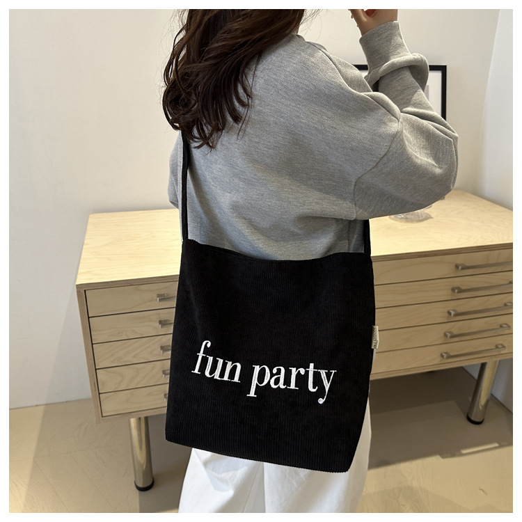 Simple hand-held corduroy large-capacity daily casual work single-shoulder bag, niche tote bag, fashionable canvas bag undefined