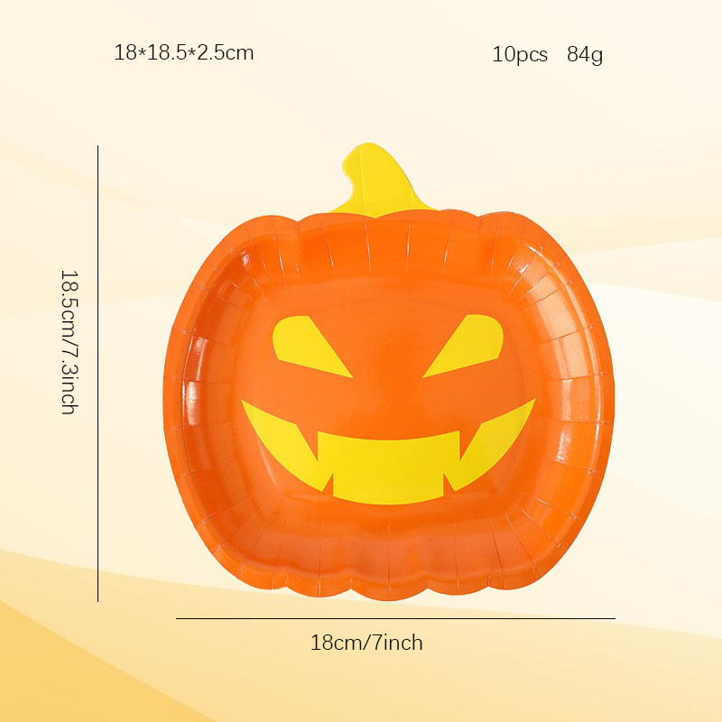 新しいクロスボーダーハロウィンパーティー紙皿ハロウィン装飾テーマゴースト使い捨て紙皿カボチャディナープレート|undefined