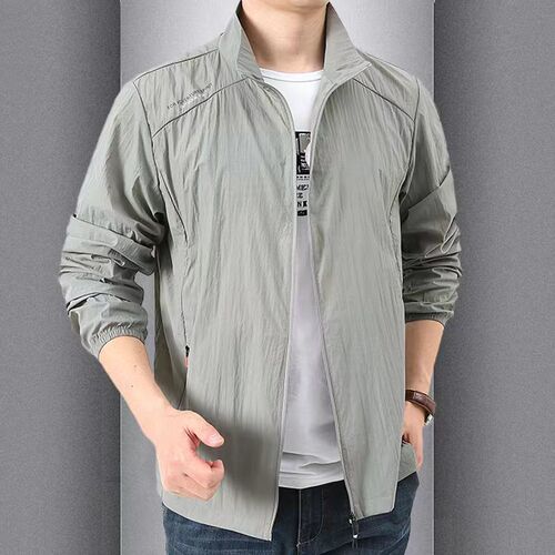 Summer Ice Silk Ultra-Thin Sun Protection Clothing Men Loose Breathable Jacket Casual Stand Collar Jacket Outdoor Sports Skinfashion