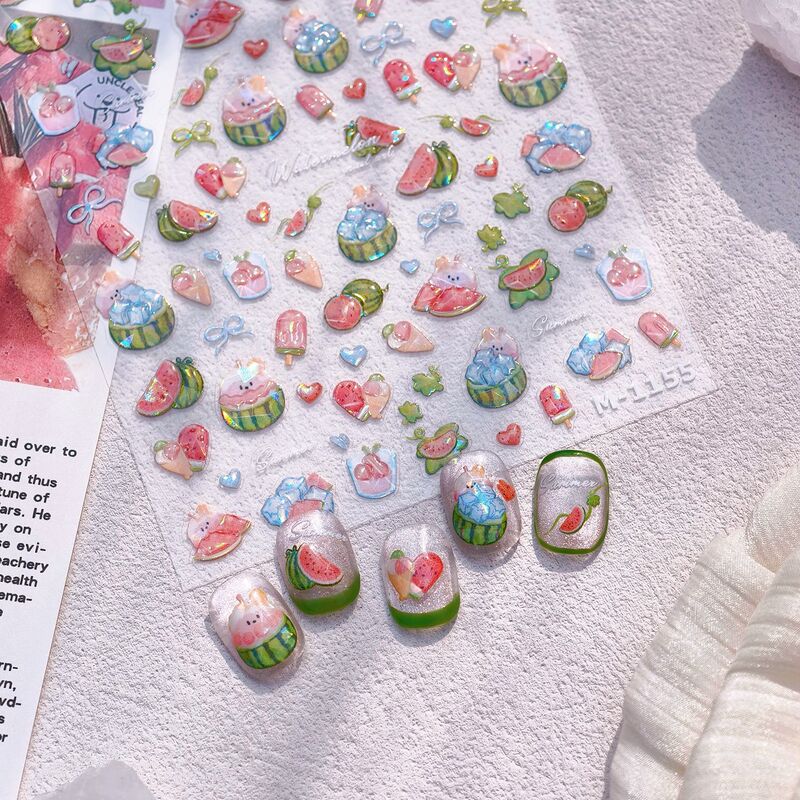 Iron Fruit Jelly Watermelon Nail Stickers M-1155 Transparent Glass Fragments Summer Fresh Nail Stickers Suitable for Children Iron Fruit Jelly Watermelon Nail Stickers M-1155 Transparent Glass Fragments Summer Fresh Nail Stickers Suitable for Children