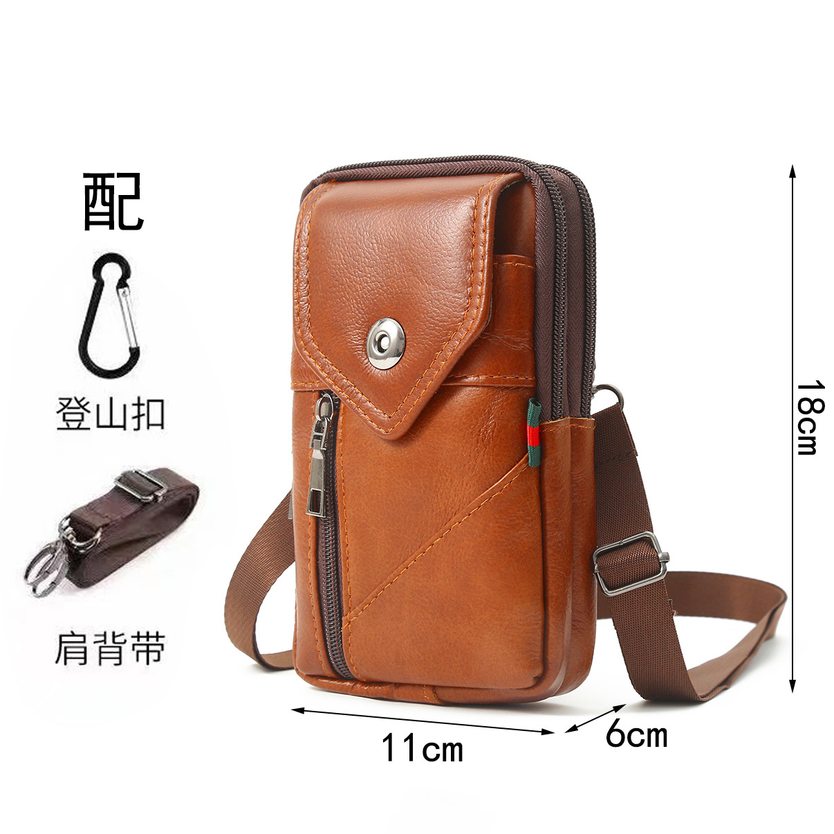 Cangurera de Cuero para Hombre Impermeable y Ligera para Viajes de Negocios