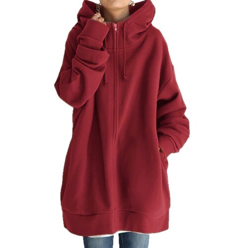 2025 Amazon foreign trade autumn and winter new style personalized street sweater zipper hooded long velvet sweater Europe and America