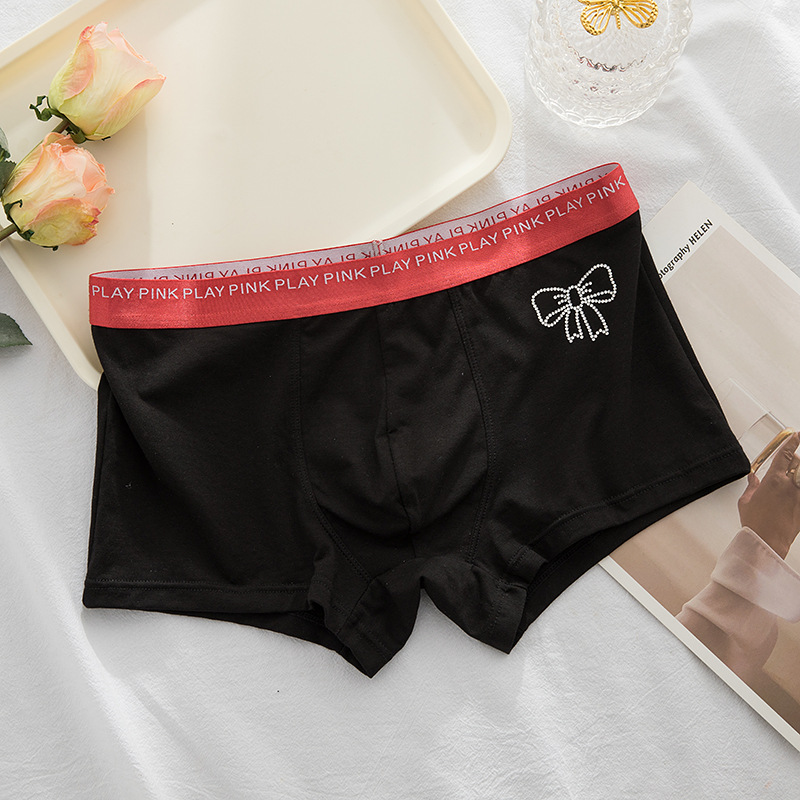新款低腰内裤男烫钻棉裆平角中山男士情侣可爱轻奢蝴蝶结热卖