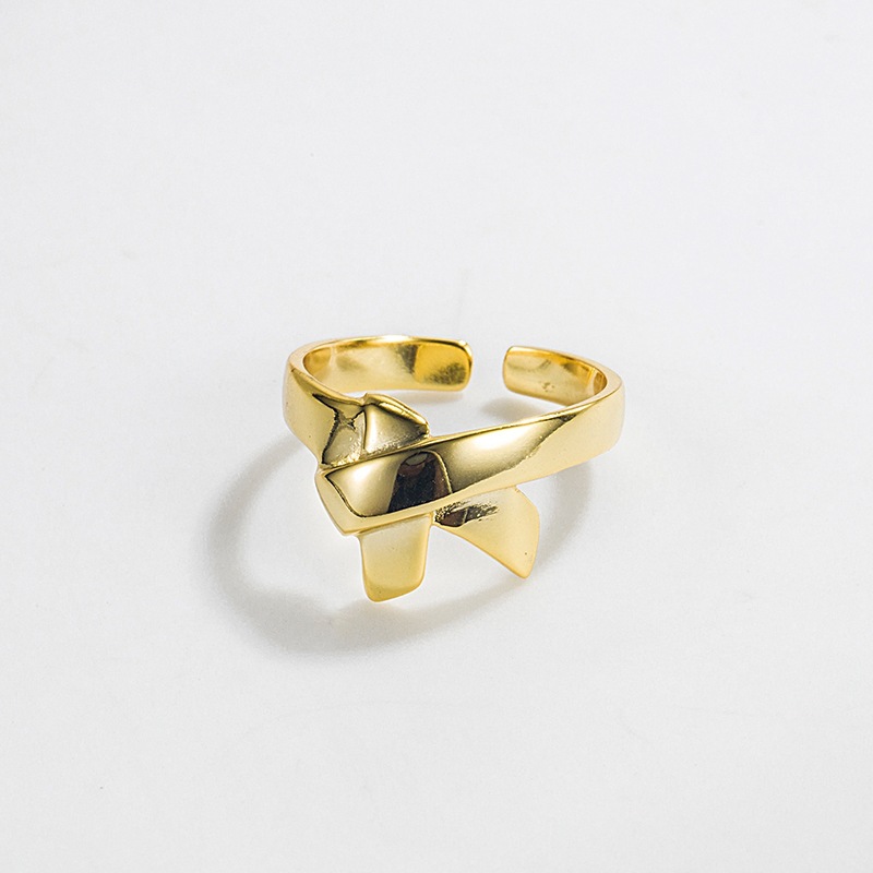 Retro Bow Knot Sterling Silver Plating Open Ring 1 Piece